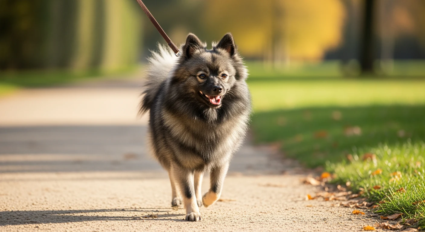 Petit Spitz en exploration dans un parc, découvrant son environnement