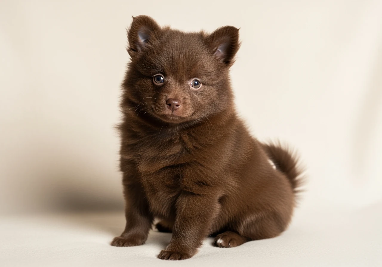 Chiot Petit Spitz LOF, petit gabarit et pelage naissant